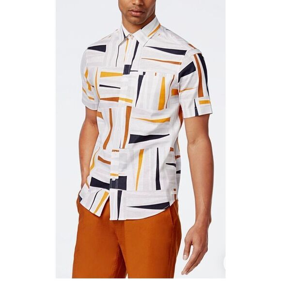 Sean John men's Linen / cotton shirt sz 3XLT abstract colorful - Picture 1 of 10